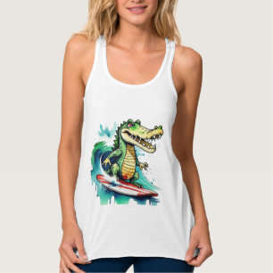 Regata Crocodilo engraçado surfando T-Shirt