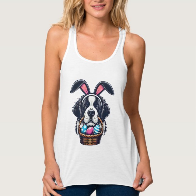 Regata Cute Bunny Ear Saint Bernard Dog Easter Egg Owner  (Frente)