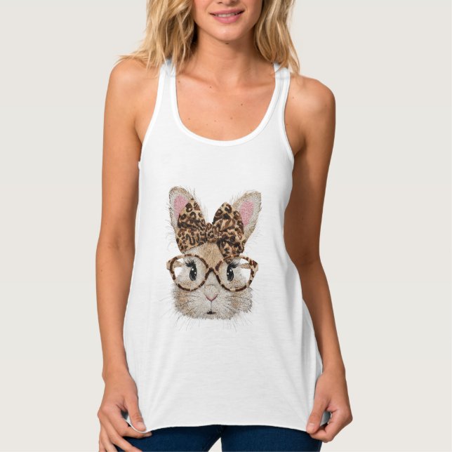 Regata Cute Bunny Rabbit Face Leopard Coquette Bow Glasse (Frente)