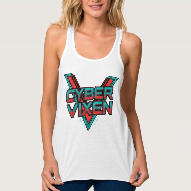 Regata Cyber Vixen - Red Teal Gamer Girl Graphic Gaming (Frente)