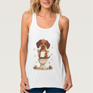 Regata Dachshund Fofo Antigo no Cartoon de Banheiro com V