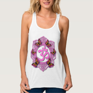 Regata Desenho de mandala ohm rosa elegante com borboleta
