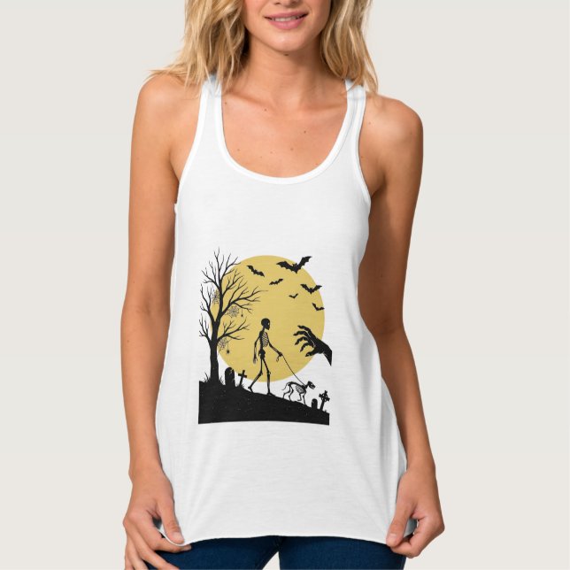 Regata Design de Vetor de Cão Esqueleto de Halloween Vint (Frente)