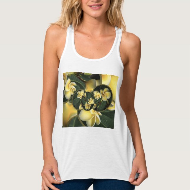 Regata Design Frangipani - Topo do Tanque de Racerback Fe (Frente)