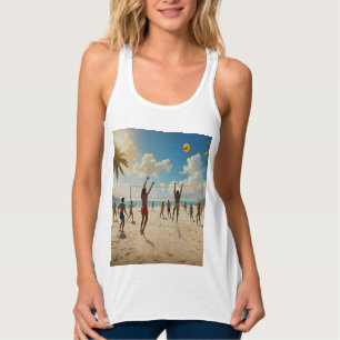 Regata Divertido Na Tinta Do Óleo De Voleibol Sun Beach,