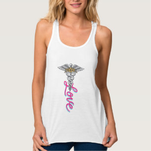 Regata Enfermeira Amor Caduceu Floral Médico Design Verti