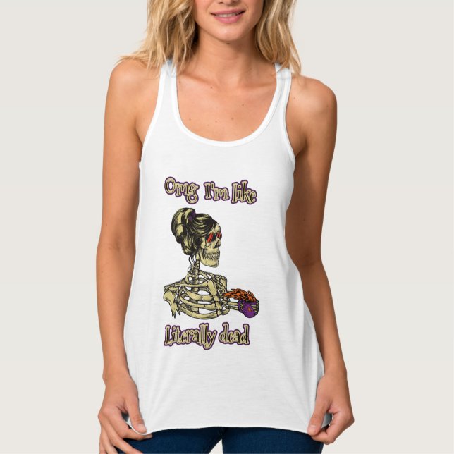 Regata Engraçado Bebendo de esqueleto Eu sou literalmente (Frente)