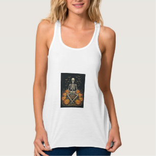 Regata Esqueleto de Abóbora de Halloween Design Vintage R