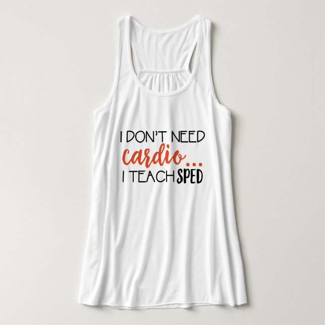 Regata Eu não preciso cardio-… Eu ensino APRESSADO (Frente do Design)