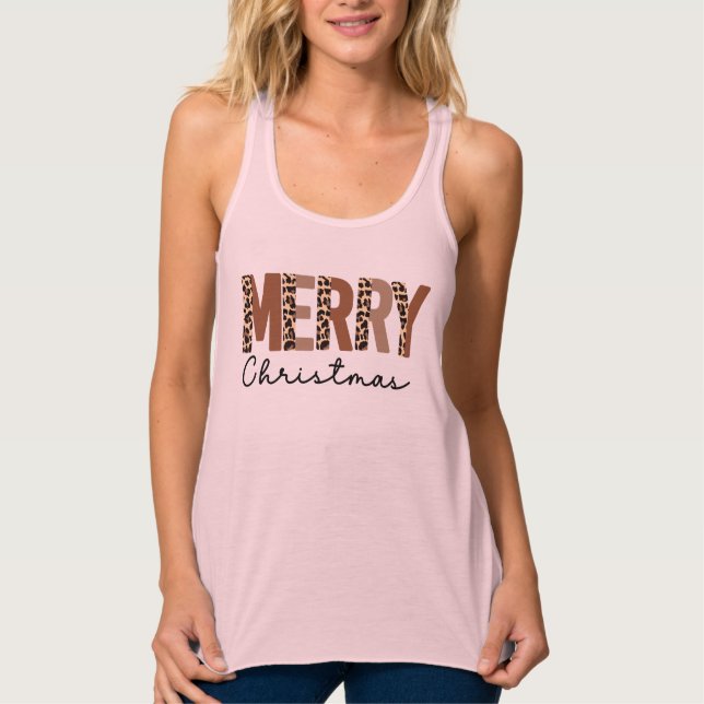 Regata "Feliz Natal" Moderno Bloqueio de Cor Leopard Boho (Frente)