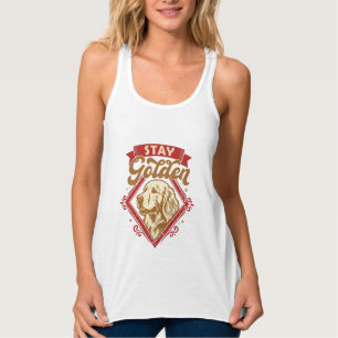 Regata Fique Cachorro Retriever Dourado Diamante Vermelho