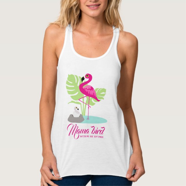 Regata flamingo mama chocando pássaro devido a t-shirt pe (Frente)