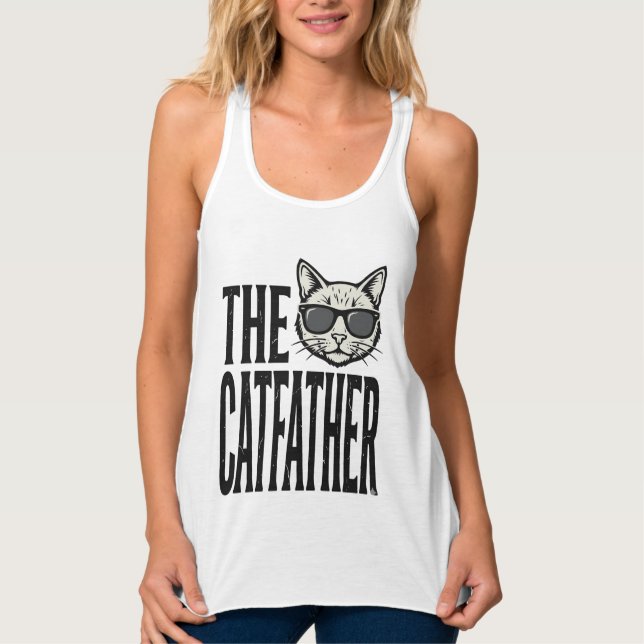 Regata Funny Catfather Vintage Cat Quote Graphic Shirt_1 (Frente)