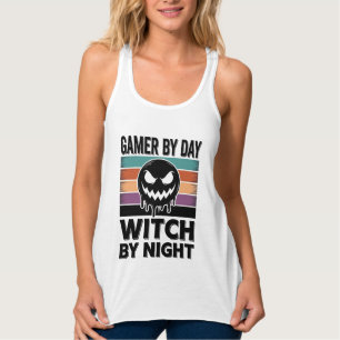 Regata Gamer de Dia Bruxa de Noite Design Retro de Hallow