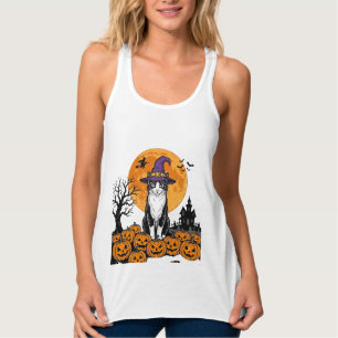 Regata Gato de Halloween Bruxa Abóbora Vintage Assustador