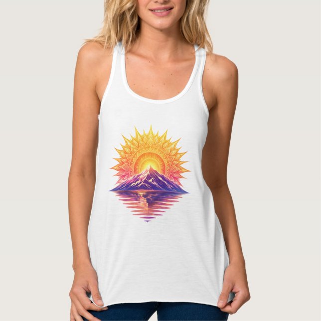 Regata Golden Boho Mandala Sun Mountain Sunset Reflection (Frente)