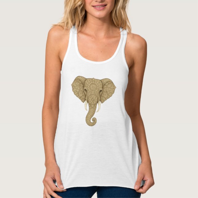 Regata Golden Mandala Elephant - Boho Graphic Art Print (Frente)
