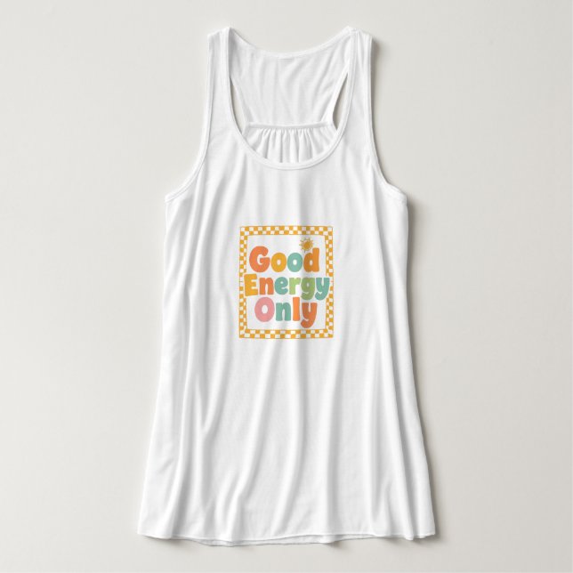 Regata "Good Energy Only" Retro Groovy Quote (Frente do Design)