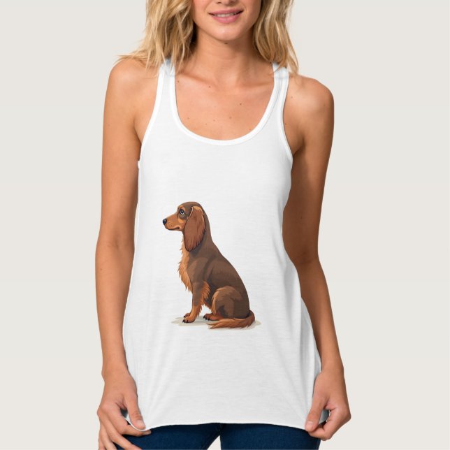 Regata Ilustração de cachorro Dachshund com pelo longo vi (Frente)