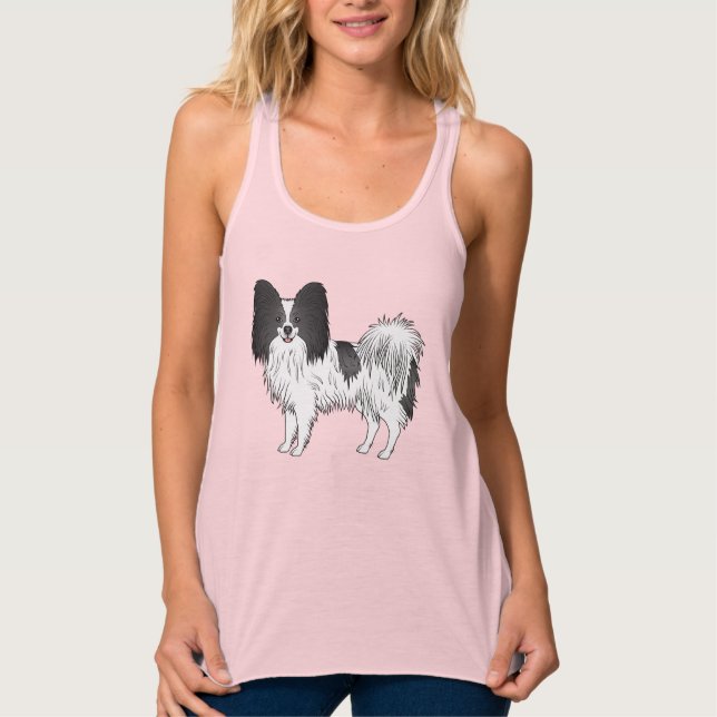 Regata Ilustração de desenho animado de cachorro Papillon (Frente)