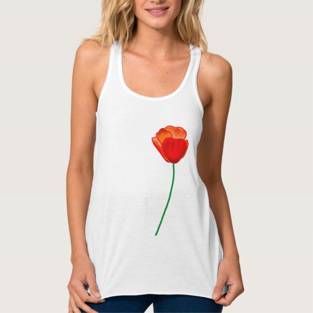 Regata Ilustração de Flor de Papoila Vermelha (Frente)