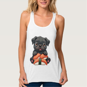 Regata Ilustração Vetorial de Sushi de Pug Preto Fofo Vin