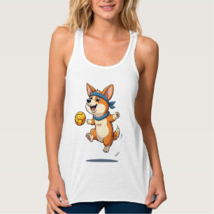 Regata Ilustração Vintage de Corgi Jogando Volei Cachorro