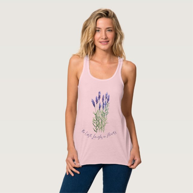Regata Lavanda, A Terra ri em flores T-Shirt Tank (Frente Completa)