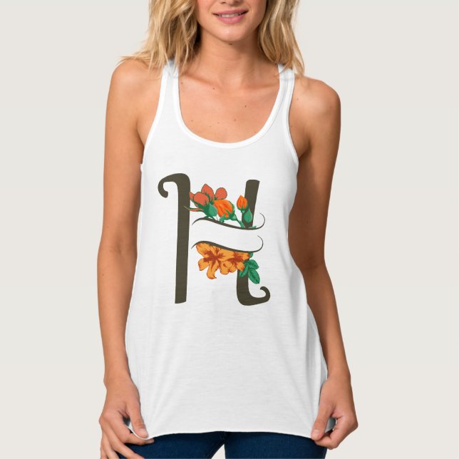 Regata Letra maiúscula H monograma floral (Frente)