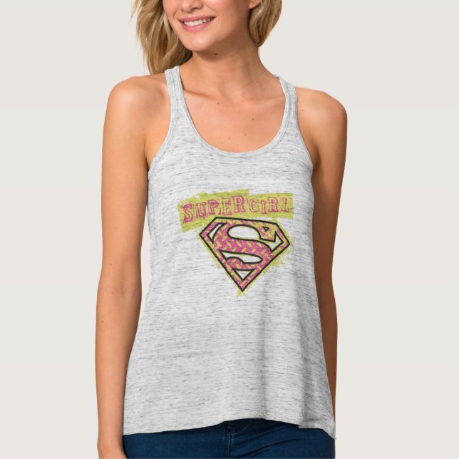 Regata Logotipo da Supergirl Grunge rosa (Frente)