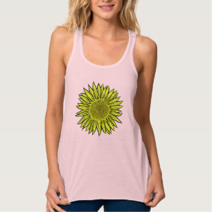 Regata Mão De Girassol Amarelo Amarelo Floral Desenhada