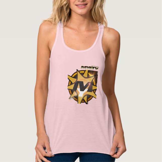 Regata MYETV - Tanque de reentrância (rosa) com flor femi (Frente)