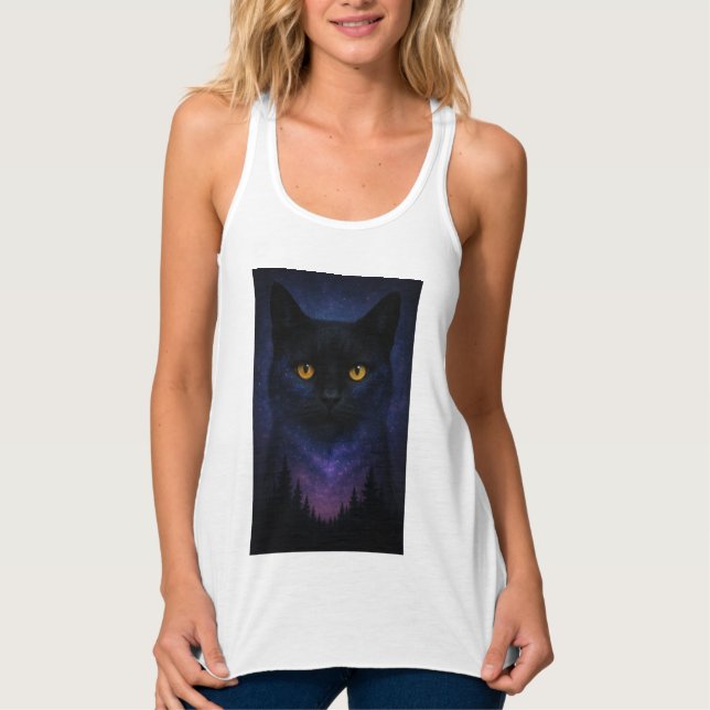 Regata Mystic Black Cat Starry Night Forest (Frente)