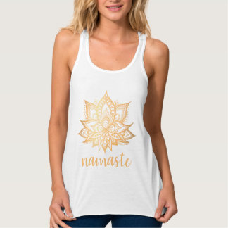 Regata Namaste Dourado Lotus Flower Yoga Topo