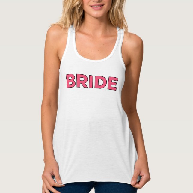 Regata Noiva Cor-de-Rosa Branco Mulheres Casamento (Frente)