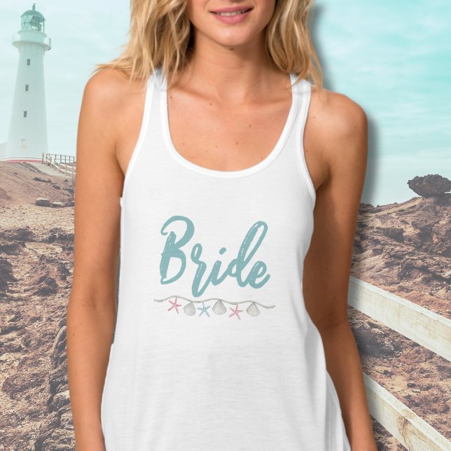 Regata Noiva de Praia Costeira Náutica Cuta (Shell Beach Bride Tank Top)