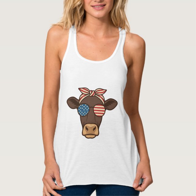 Regata Óculos de sol com cabeça de vaca patriótica design (Frente)