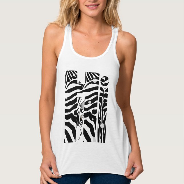 Regata "Oi" Zebra Black e White Stripes Abstrato Trendy (Frente)