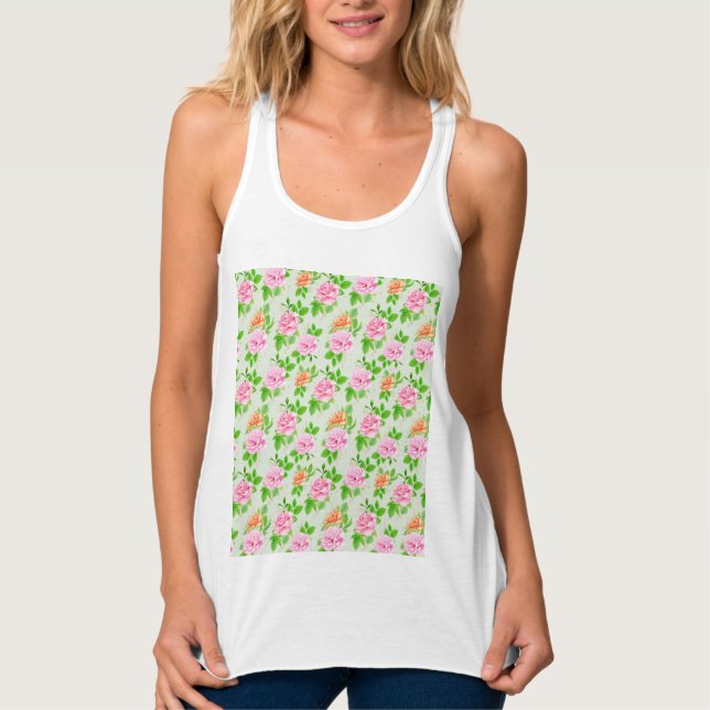 Regata Padrão de Rosas Cor-de-Rosa Floral (Frente)