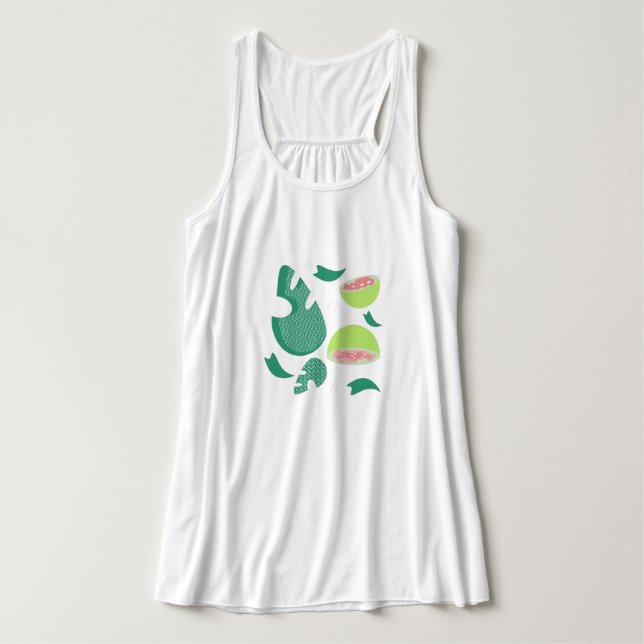 Regata Padronagem de Fruta Verde Rosa Verde Goiaba (Frente do Design)