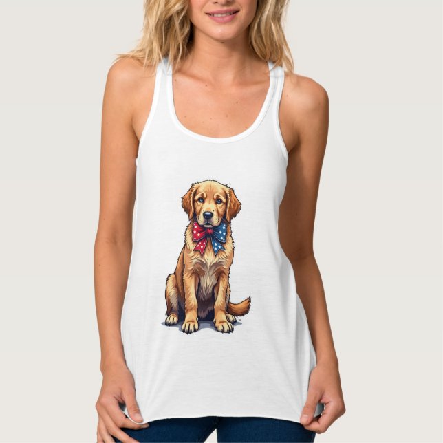 Regata Patriotic Golden Retriever Puppy Vintage Shirt 4 (Frente)