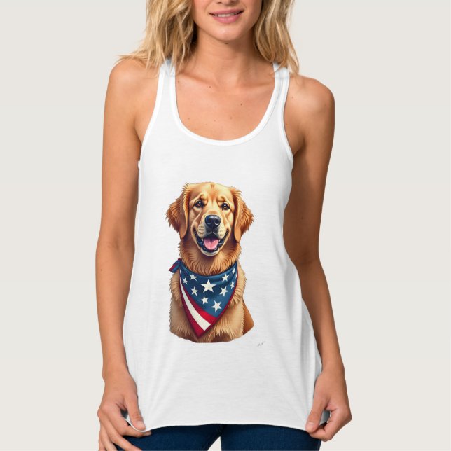 Regata Patriotic Golden Retriever Vintage Engraving Shirt (Frente)