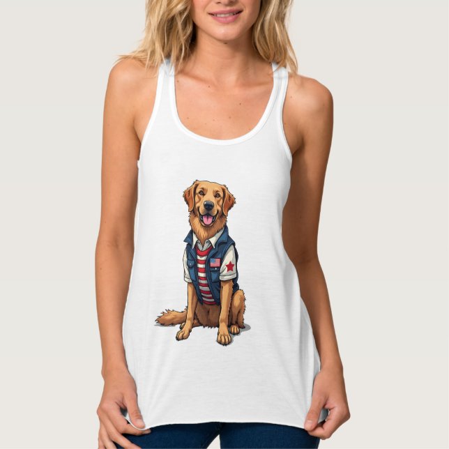 Regata Patriotic Service Dog Golden Retriever Shirt 4 (Frente)