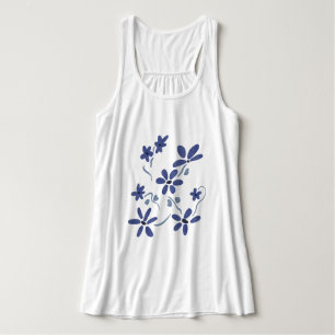 Regata Pequenas Flores Românticas Azuis