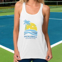 Pickleball Tropical Palm Tree Sun Seu Texto Person