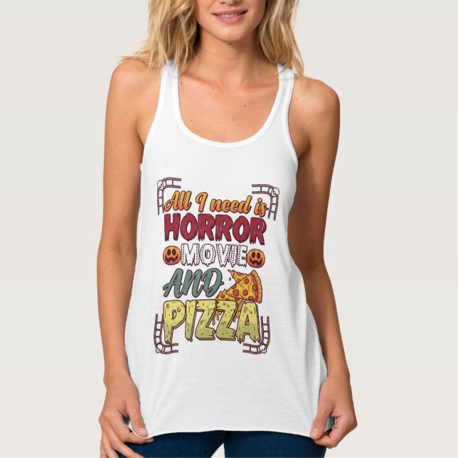 Regata Pizza de Filme de Terror Halloween Abóbora Crânio  (Frente)