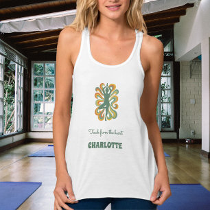 Regata Posição de yoga redemoinhos retro verde laranja no
