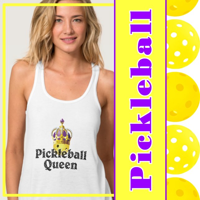 Regata Rainha de Pickleball, Bola Amarela Roxa, Coroa Dou (pickleball queen yellow pickleball in gold crown with purple.)