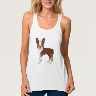Regata Red and White Boston Terrier Cartoon Dog Em Pé