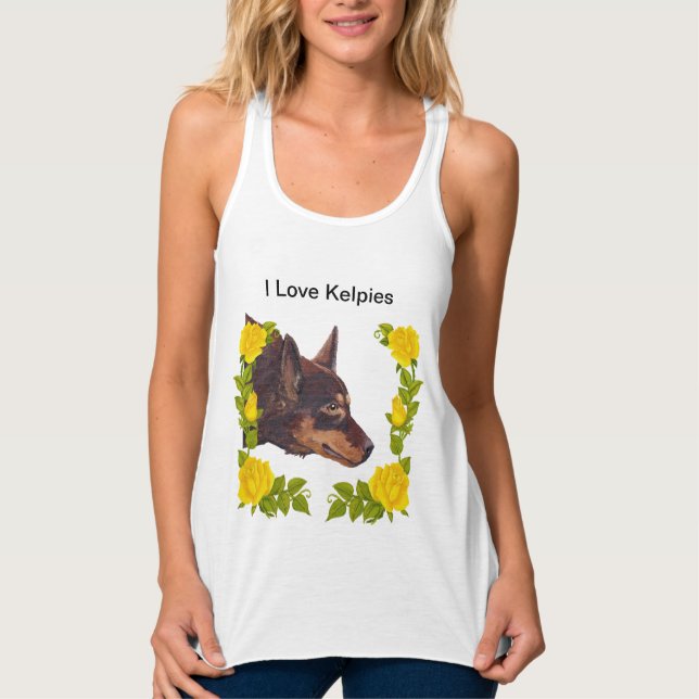 Regata Red Australian Kelpie em Rosas Amarelas (Frente)